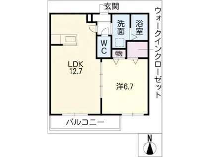エクセレンス勝川(1LDK/2階)の間取り写真