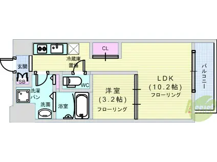 エル・セレーノ天満橋(1LDK/10階)の間取り写真