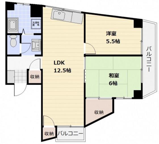 ペントハウス浜田(2LDK/4階)の間取り写真