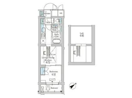 パークアクシス北千束MOCXION(1LDK/1階)の間取り写真