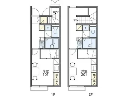 クサカワ A(1K/1階)の間取り写真