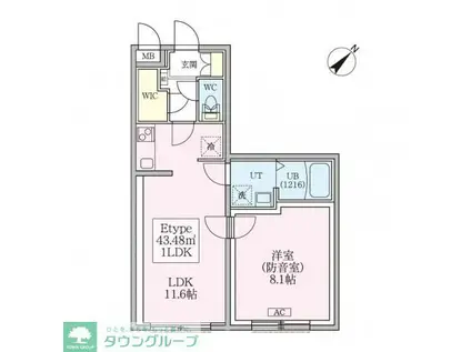 スカイラシクラス平和台(1LDK/1階)の間取り写真