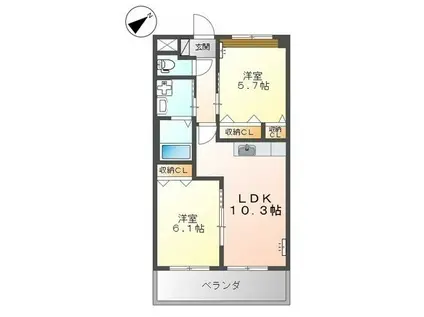 エスポワメゾン吉永(2LDK/2階)の間取り写真