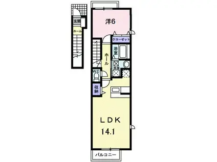 スプラウト大山(1LDK/2階)の間取り写真