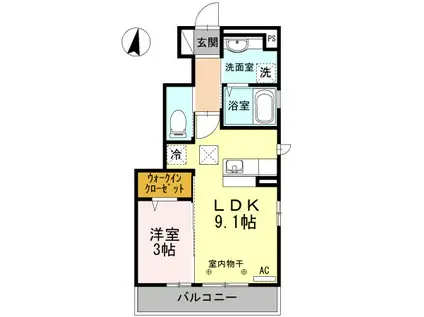 アドバンス(1LDK/1階)の間取り写真