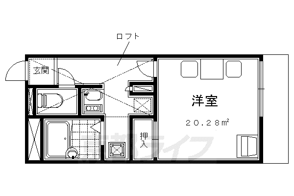 レオパレス 万帖敷KKT(1K/2階)の間取り写真