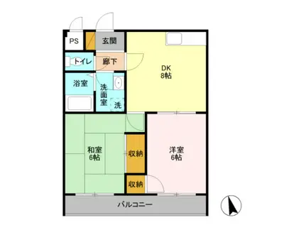 コーワレジデンス 弐番館(2DK/1階)の間取り写真