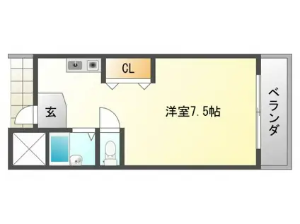 ルミエール山手(1K/3階)の間取り写真