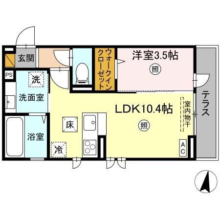 ソラーロ(1LDK/1階)の間取り写真