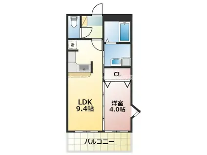 ニューガイアリルーム新大江 69(1LDK/5階)の間取り写真