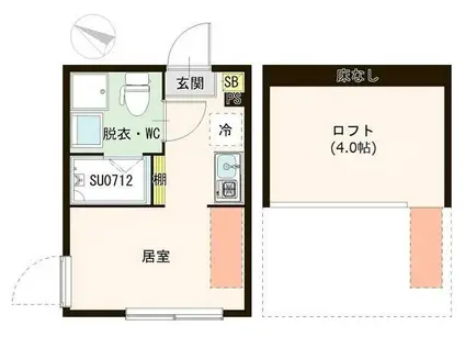ハーモニーテラス白鷺II(ワンルーム/2階)の間取り写真