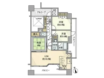 ライオンズステージ立川ラフィナタワー(3LDK/5階)の間取り写真