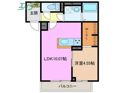 AQUA LOUIS MER(1LDK/3階)の間取り写真