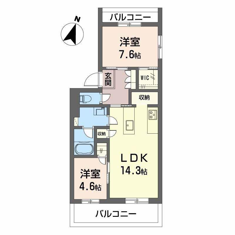 モンセル(2LDK/2階)の間取り写真
