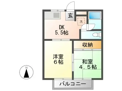 コーポもり(2DK/2階)の間取り写真