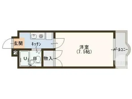 ハイツホーシャ(1K/4階)の間取り写真