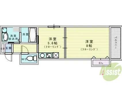 パストラーレ江坂(1DK/8階)の間取り写真