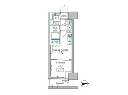 パークアクシス新宿百人町(1DK/7階)の間取り写真