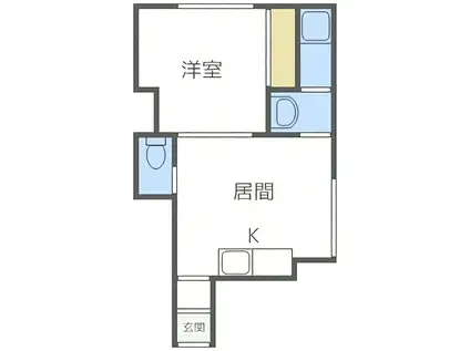 チェリーハイツ南郷(1DK/1階)の間取り写真