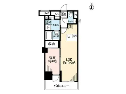 プレール・ドゥーク亀戸VI(1LDK/11階)の間取り写真