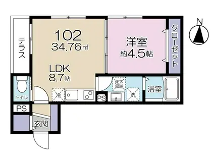 RAMIUJ(1LDK/1階)の間取り写真
