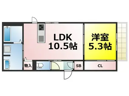 地下鉄長堀鶴見緑地線 大正駅(大阪) 徒歩15分 3階建 築5年(1LDK/2階)の間取り写真