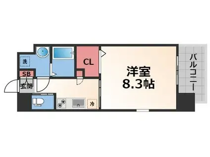 フォレストグレイス高井田I(1K/11階)の間取り写真