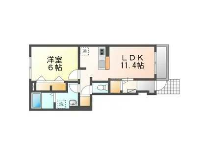 ミルト・モーゲン II(1LDK/1階)の間取り写真