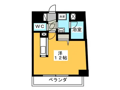 カーサデェソレアード(ワンルーム/4階)の間取り写真