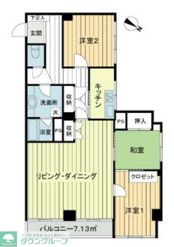 ドミール五番町(3LDK/11階)の間取り写真