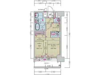 プレサンス桜山駅前アフォード(1LDK/15階)の間取り写真