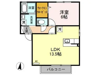 アンバサダーヒルズF棟(1LDK/2階)の間取り写真