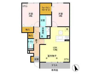 ヘルシーホーム THE 3RD(2LDK/1階)の間取り写真