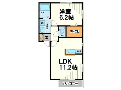 メゾンドツール(1LDK/1階)の間取り写真