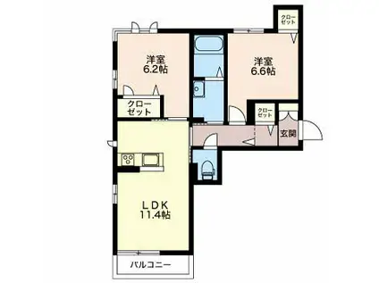 SH・リヴィエラII(2LDK/1階)の間取り写真