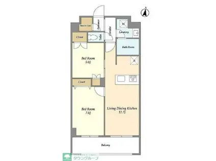 メゾンドオンディーヌ(2LDK/2階)の間取り写真