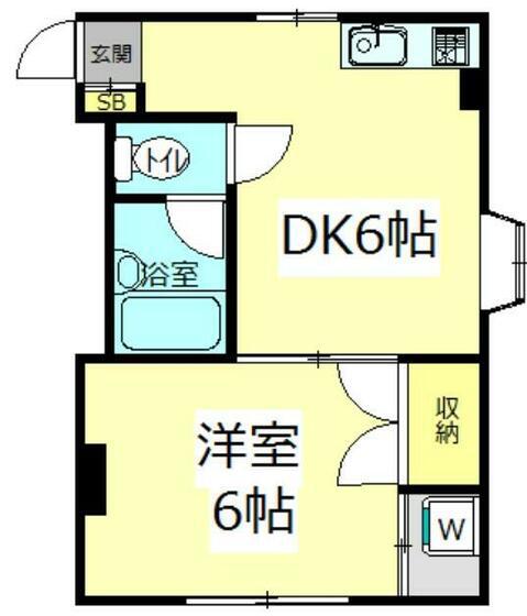 YMNハウス(1DK/2階)の間取り写真
