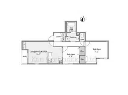 サンセリテ東が丘弐番館(2LDK/2階)の間取り写真