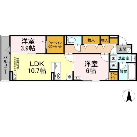 D-ROOM東深津(2LDK/1階)の間取り写真
