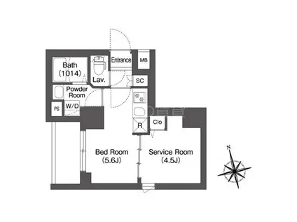 コンフォリア・リヴ品川南大井(1SK/2階)の間取り写真