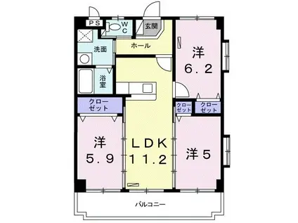 ブローテガーデン(3LDK/1階)の間取り写真