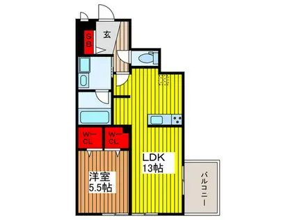 スクエアード上木崎(1LDK/1階)の間取り写真