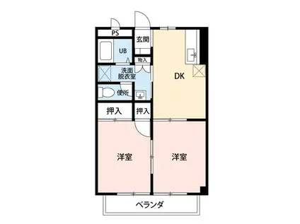 サンシャイン(2DK/2階)の間取り写真