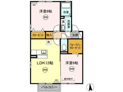 リジェール(2LDK/2階)の間取り写真