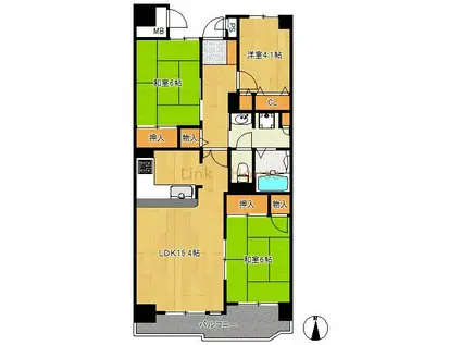 けやき通北九番館(3LDK/5階)の間取り写真