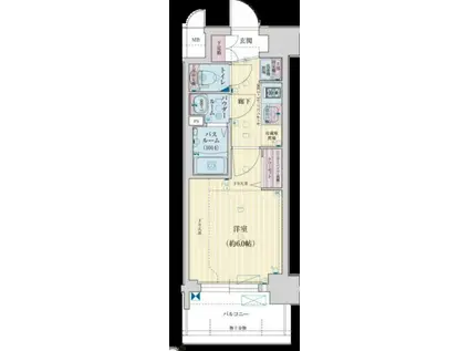 グランカリテ九条南(1K/2階)の間取り写真