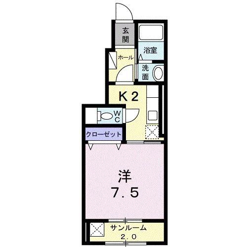 ルミエール(1K/1階)の間取り写真