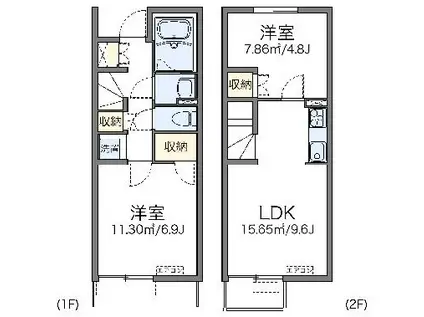 レオネクストカーサ ドマーニI(2LDK/1階)の間取り写真