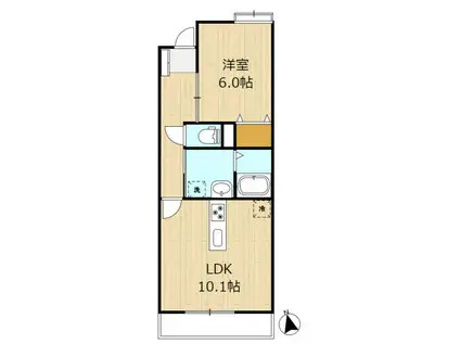 カーサフェリーチェ玉堤(1LDK/1階)の間取り写真