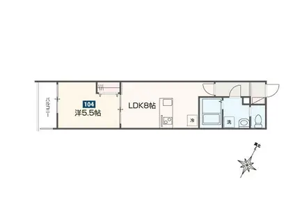 メルディア福生3(1LDK/1階)の間取り写真